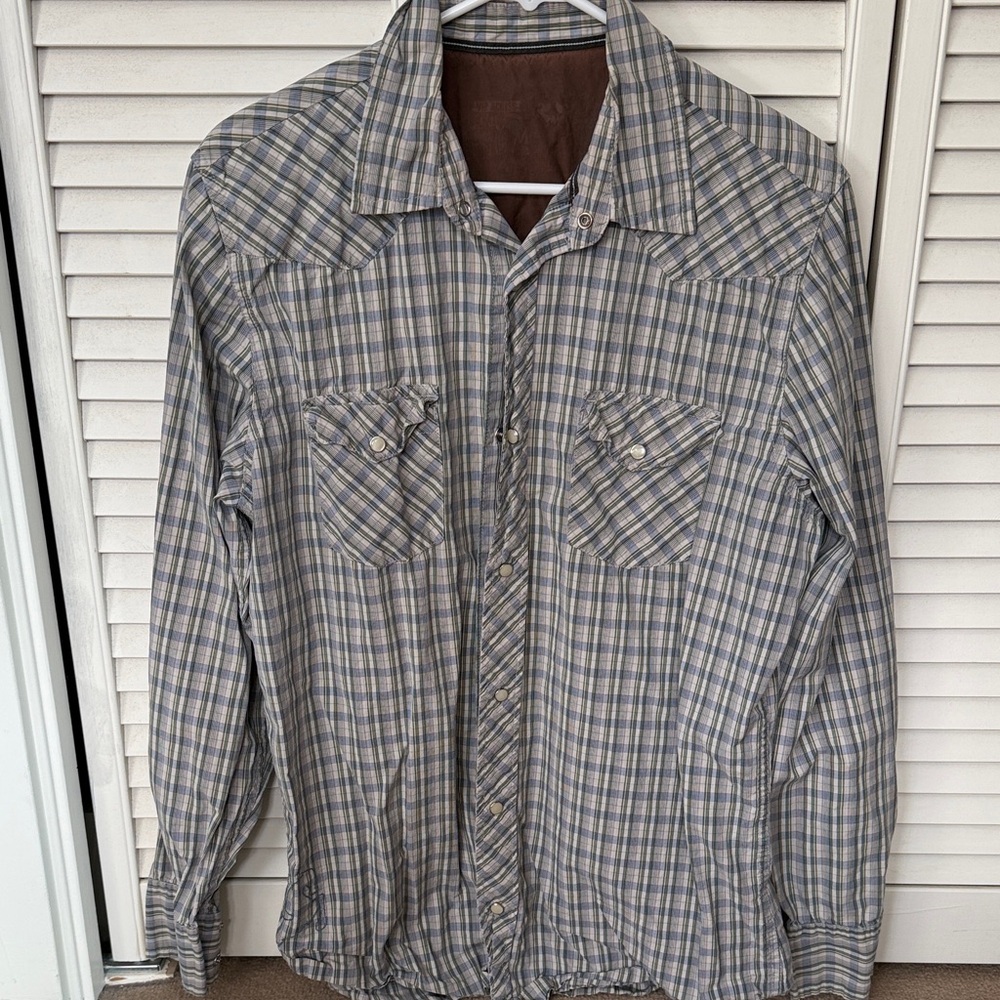 Pearl Snap Plaid Long Sleeve Western Shirt
